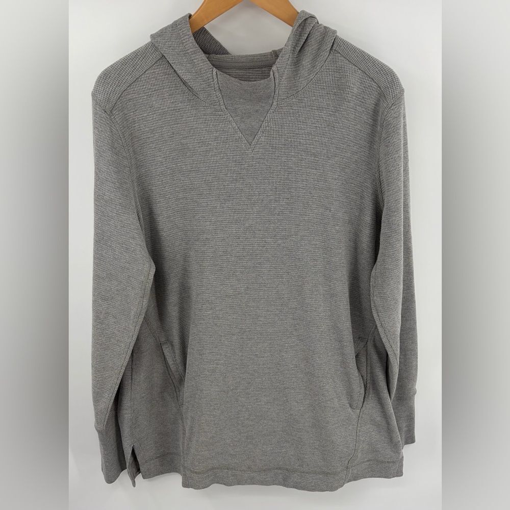 Duluth Trading Co men’s gray waffle knit hooded sweatshirt outdoor size XL